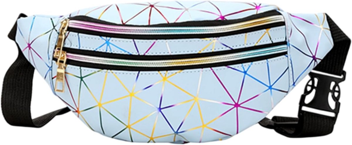 Shiny Geometric Holografische Heuptas, Waterdicht en Kleurrijk voor Wandelen, Reizen en Feestjes, Blauw