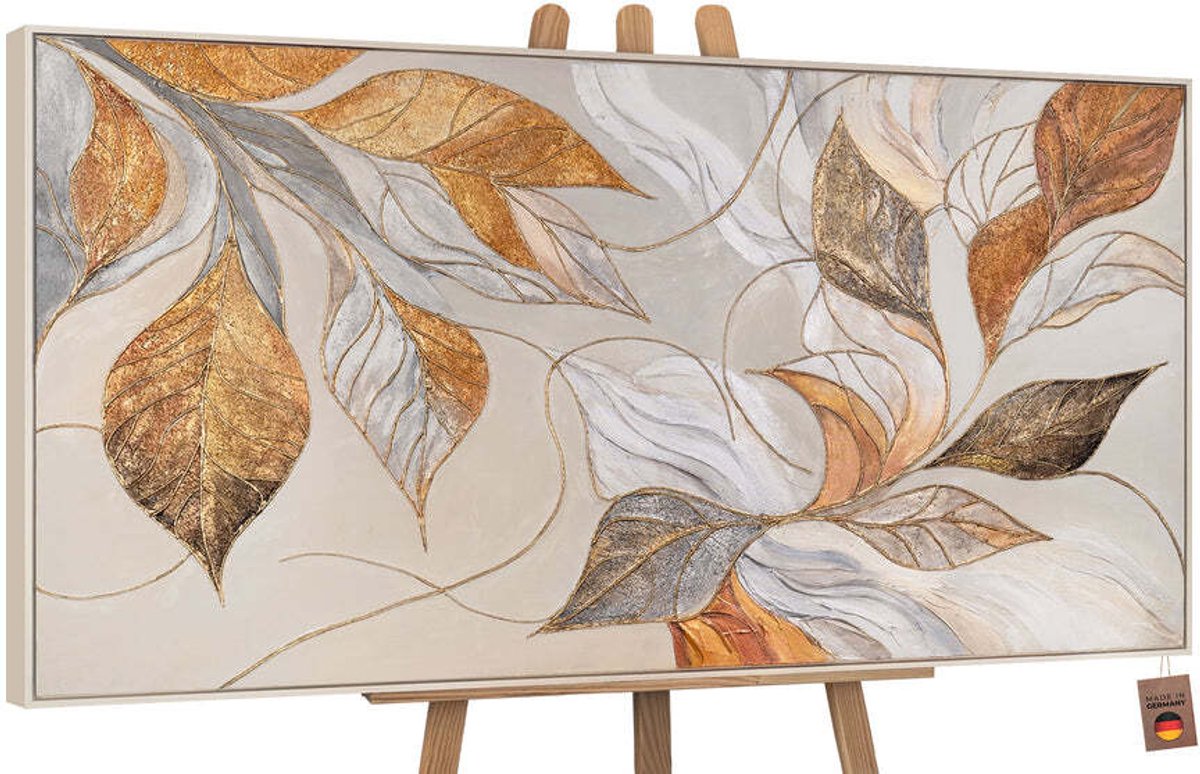 YS Schilderij "Natuurlijke decoratie" - Handgeschilderd canvas schilderij - Wanddecoratie Moderne kunst - Goud - Kunst - Muurdecoratie woonkamer - Slaapkamer decoratie - Kamer accessoires - Abstracte schilderijen kunst - schilderij canvas Beige