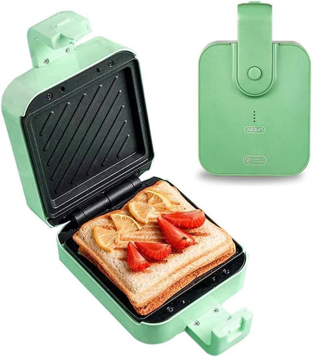 Sandwichmaker - Tosti Apparaat - Snelle Maaltijden - Dubbelzijdig Verwarmen - Compact Formaat - Zilverkleurig