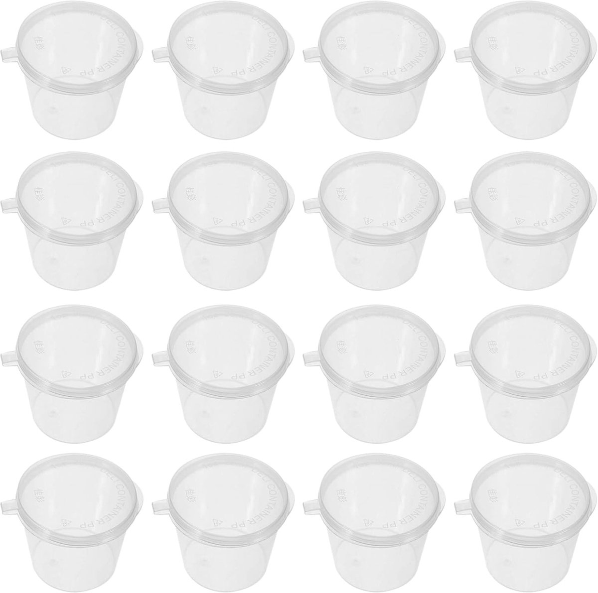 50 herbruikbare plastic bakjes met deksel (1 oz/32 ml) - Ronde voedselcontainers - Lekvrij - Afhaalsauspotjes - Sausdoosjes - Pillendoosjes - Geschikt voor thuis, op kantoor en in de horeca