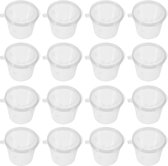 50 herbruikbare plastic bakjes met deksel (1 oz/32 ml) - Ronde voedselcontainers - Lekvrij - Afhaalsauspotjes - Sausdoosjes - Pillendoosjes - Geschikt voor thuis, op kantoor en in de horeca
