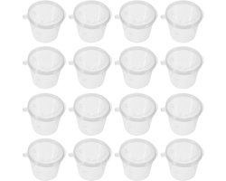 50 herbruikbare plastic bakjes met deksel (1 oz/32 ml) - Ronde voedselcontainers - Lekvrij - Afhaalsauspotjes - Sausdoosjes - Pillendoosjes - Geschikt voor thuis, op kantoor en in de horeca