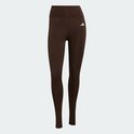 Donkerbruine dameslegging met wit Adidas logo op linkerbeen, staand model.