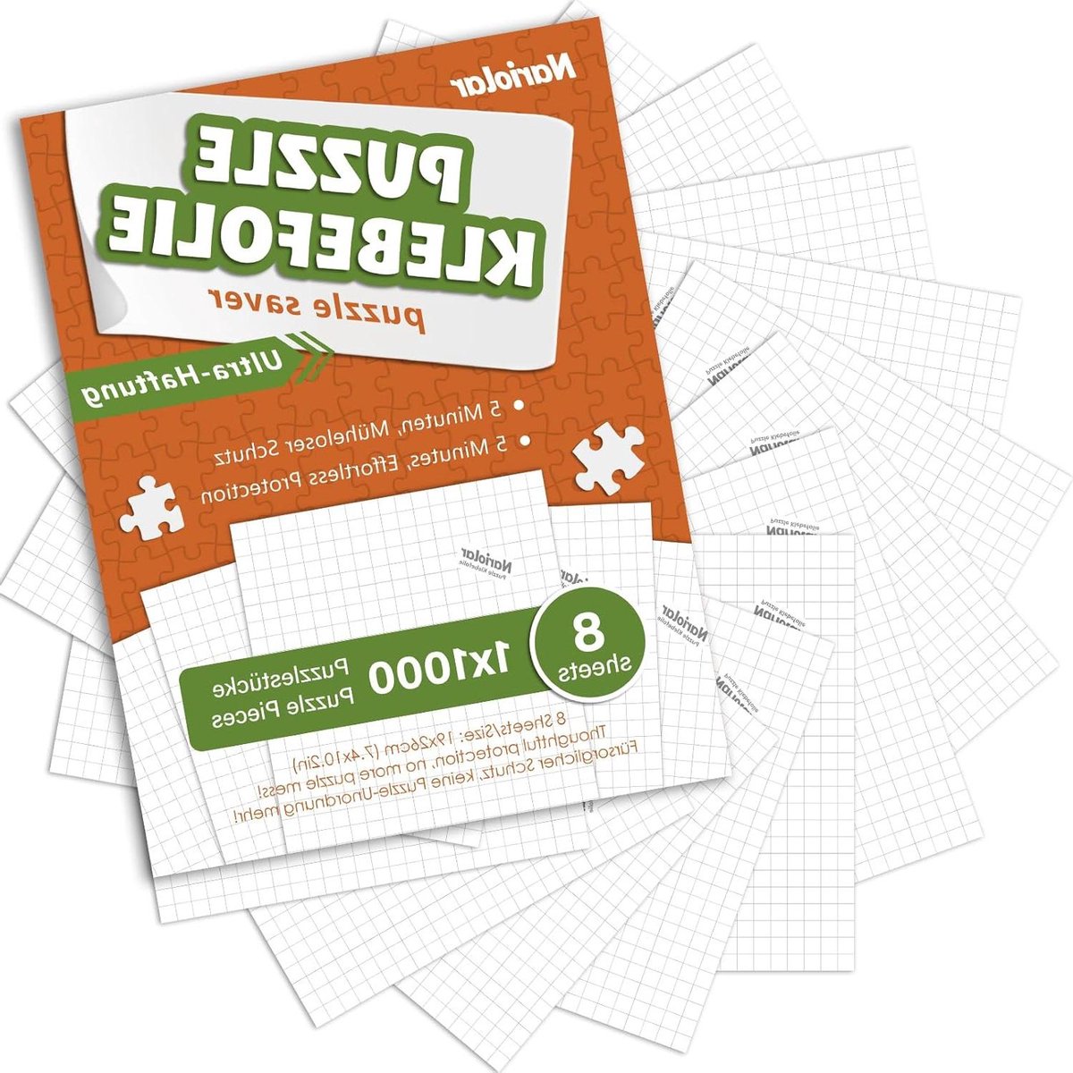 Puzzel Beschermfolie - Puzzel Bewaarder - Puzzels Opbergen - Ultra Sterke Kleefkracht - 8 Vellen - Transparant