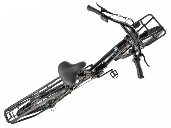 Zwarte Villette e-bike van bovenaf gezien.