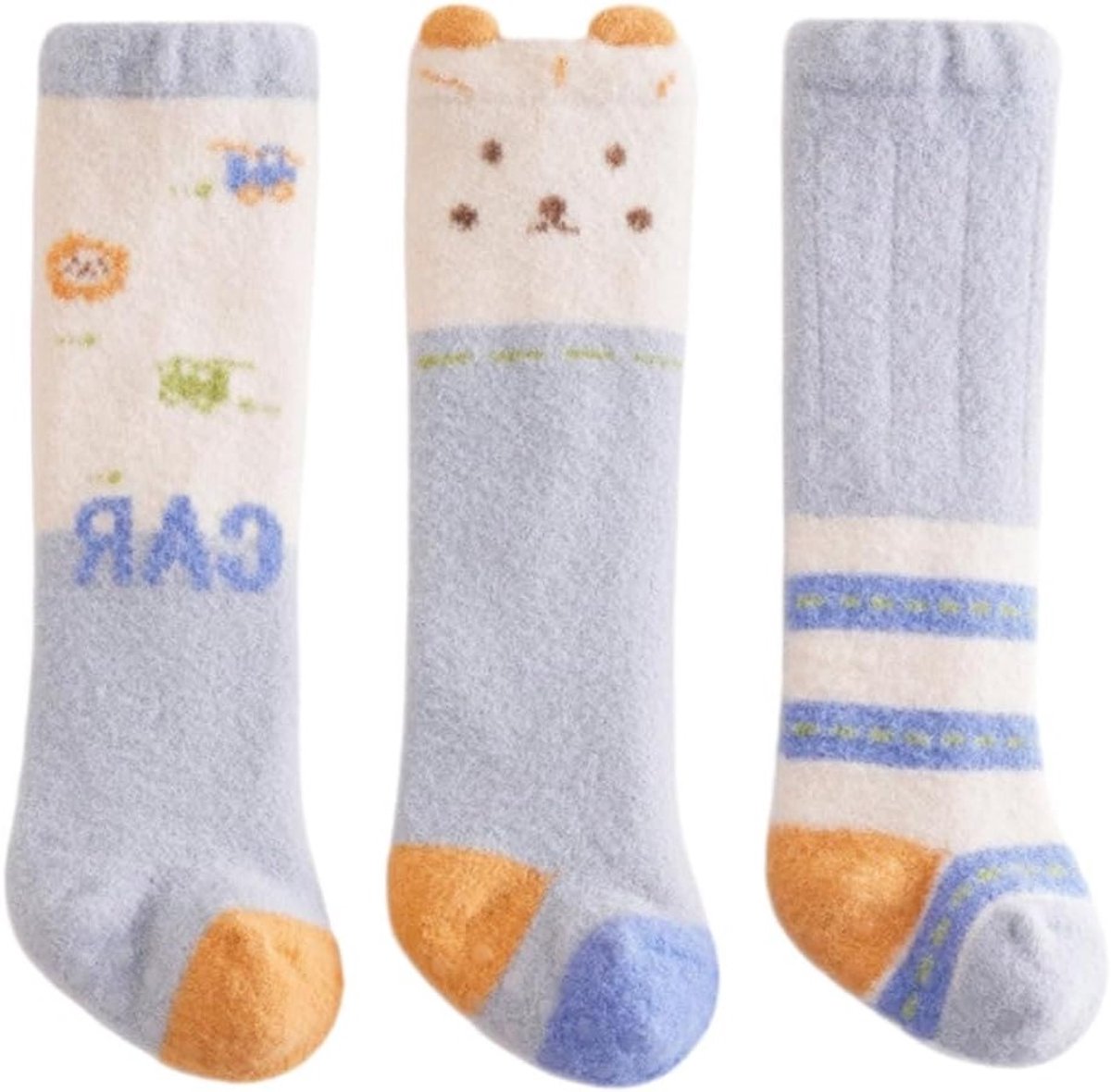 3 Paar Baby Kniekousen Blauw - Dikke, Zachte en Warme Thermosokken voor Kinderen van 6-12 Maanden, Perfect voor Meisjes en Jongens