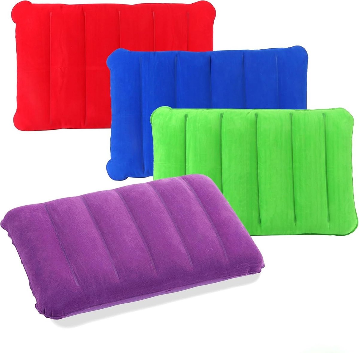 Opblaasbaar Kussen - Reiskussen - Kampeer Kussen Opblaasbaar - Kampeerkussen - Lichtgewicht En Snel Opblaasbaar - Kussen - Geschikt voor buiten - Lichtgewicht en draagbaar - Rood, Blauw, Paars, Lichtgroen - 4 Stuks - van Imperatoris