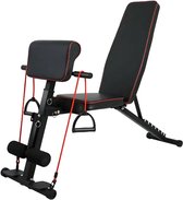 PH Fitness Verstelbare Halterbank - Fitnessbank - Trainingsbank - Leg Curl Beentrainer - Zwart - Incline & Decline met elastiekattachment