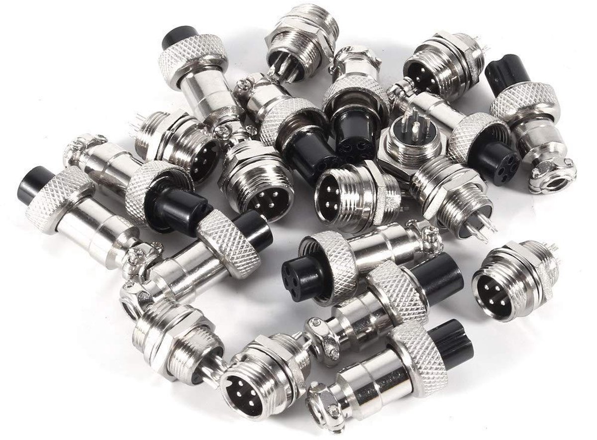 aladdien - GX12 4-polige luchtvaartstekkers - Metalen aansluitingen - Levensduur tot 500 keer - 12 mm - Geschikt voor gegevensverzamelsystemen - Ide...