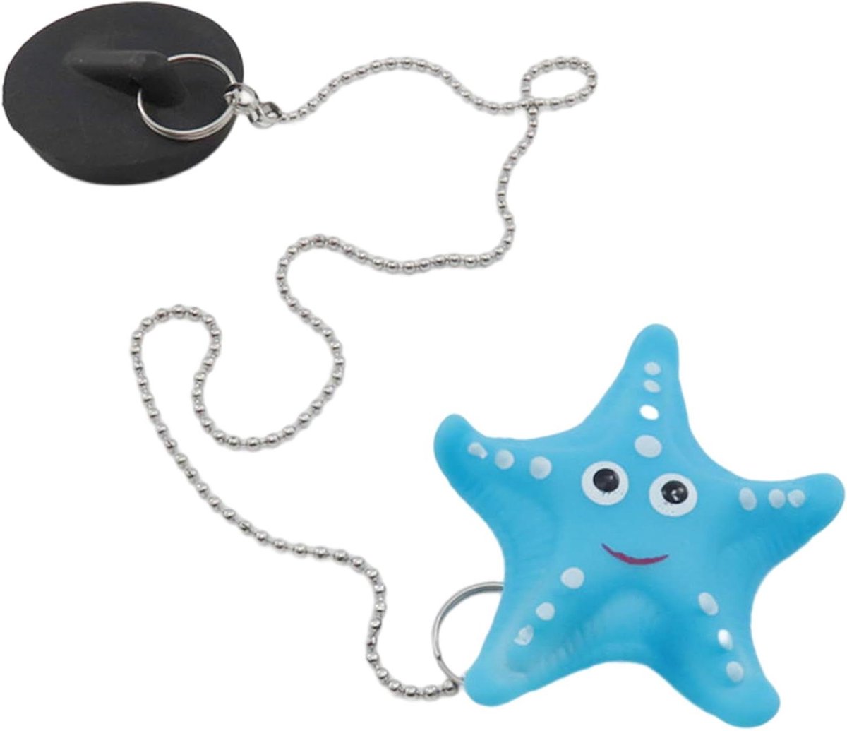 Badplug met Ketting - Zeester Afvoerstop - Badkamer Afvoer Dichten - Schattig Zeester Ontwerp - 45 mm - Zwart