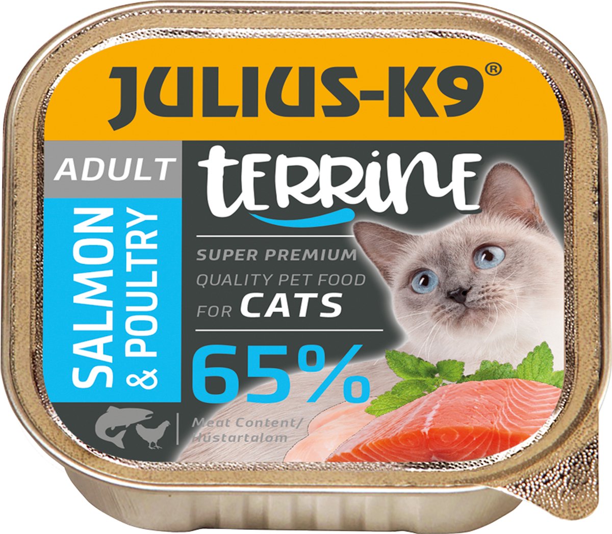 Julius K9 Julius-K9 - Natvoer voor volwassen katten – Smeuïge kattenpaté met zalm - Zalm & gevogelte 5 x 100g