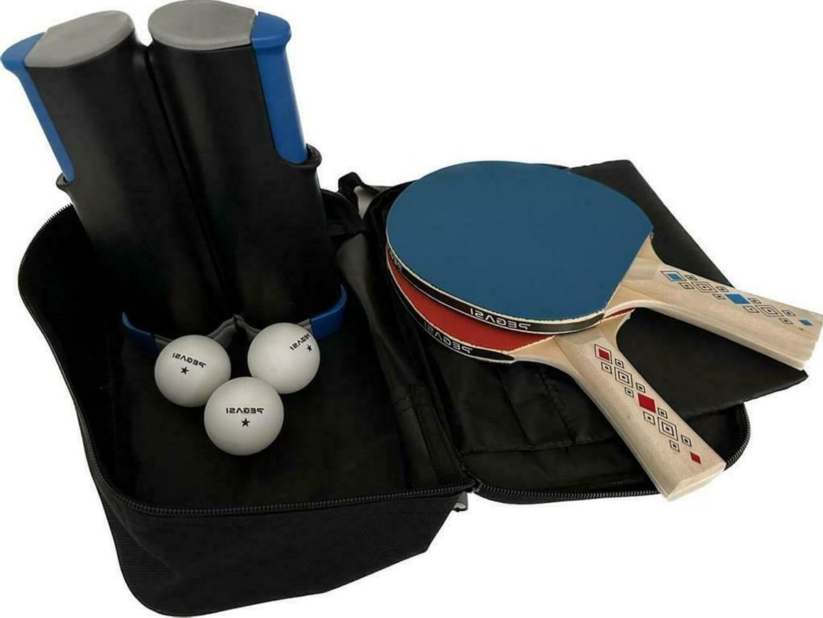 Tafeltennis Set - Pingpong Set Net Batjes - Elke Tafel Transformatie - Uitschuifbaar Net 170cm - Max 5cm Bladdikte - Zwart