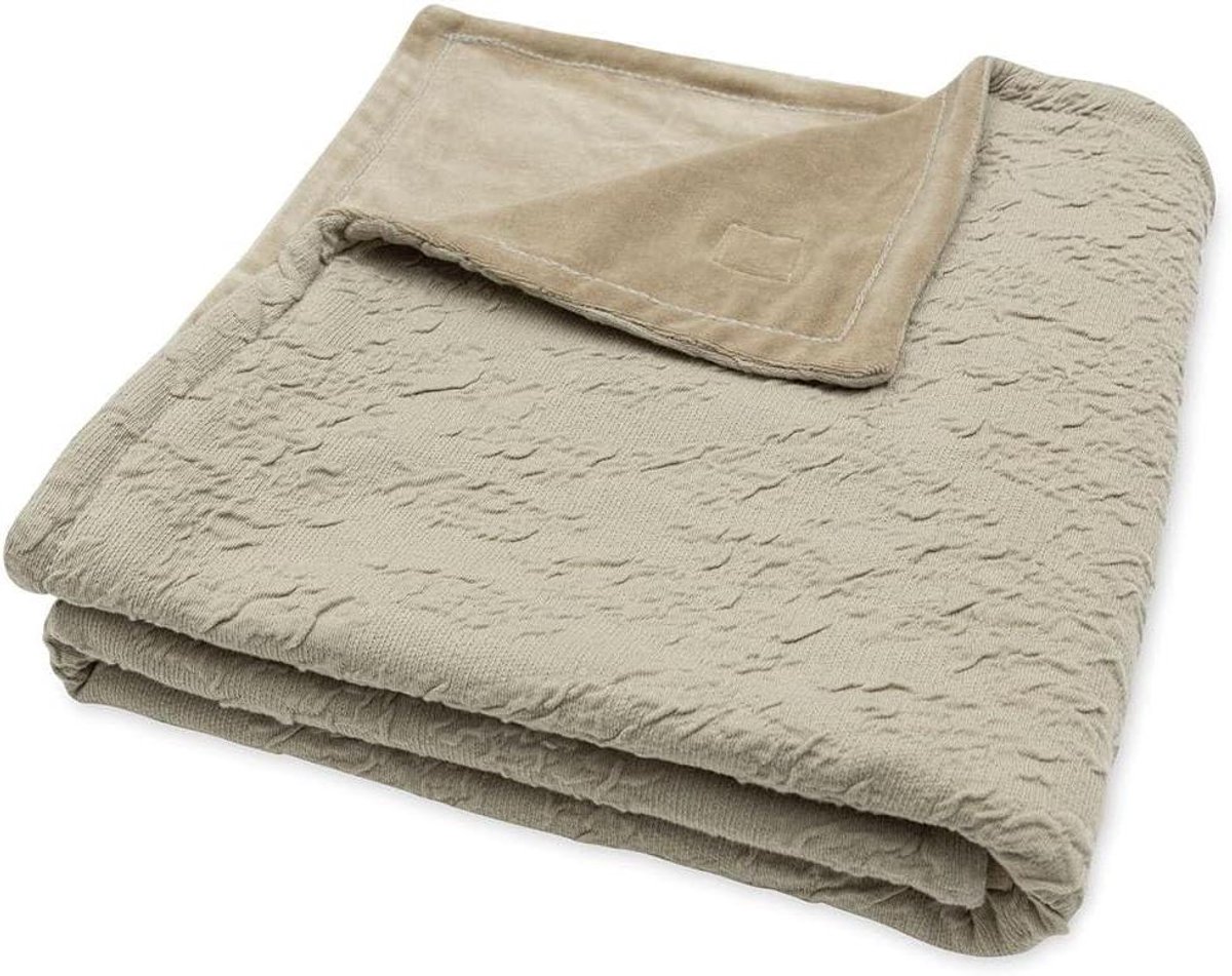 Babydeken Knuffeldeken - Babymatras Dekentje - Baby Comfort - Crinkle Gebreid Patroon - 75 x 100 cm - Olijfgroen