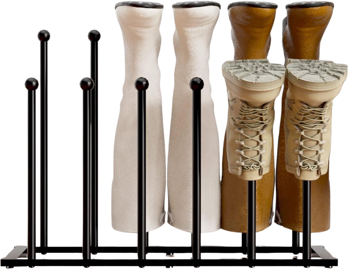 HEZIVO® Laarzenrek - Schoenenrek voor buiten - 6 Paar - Zwart