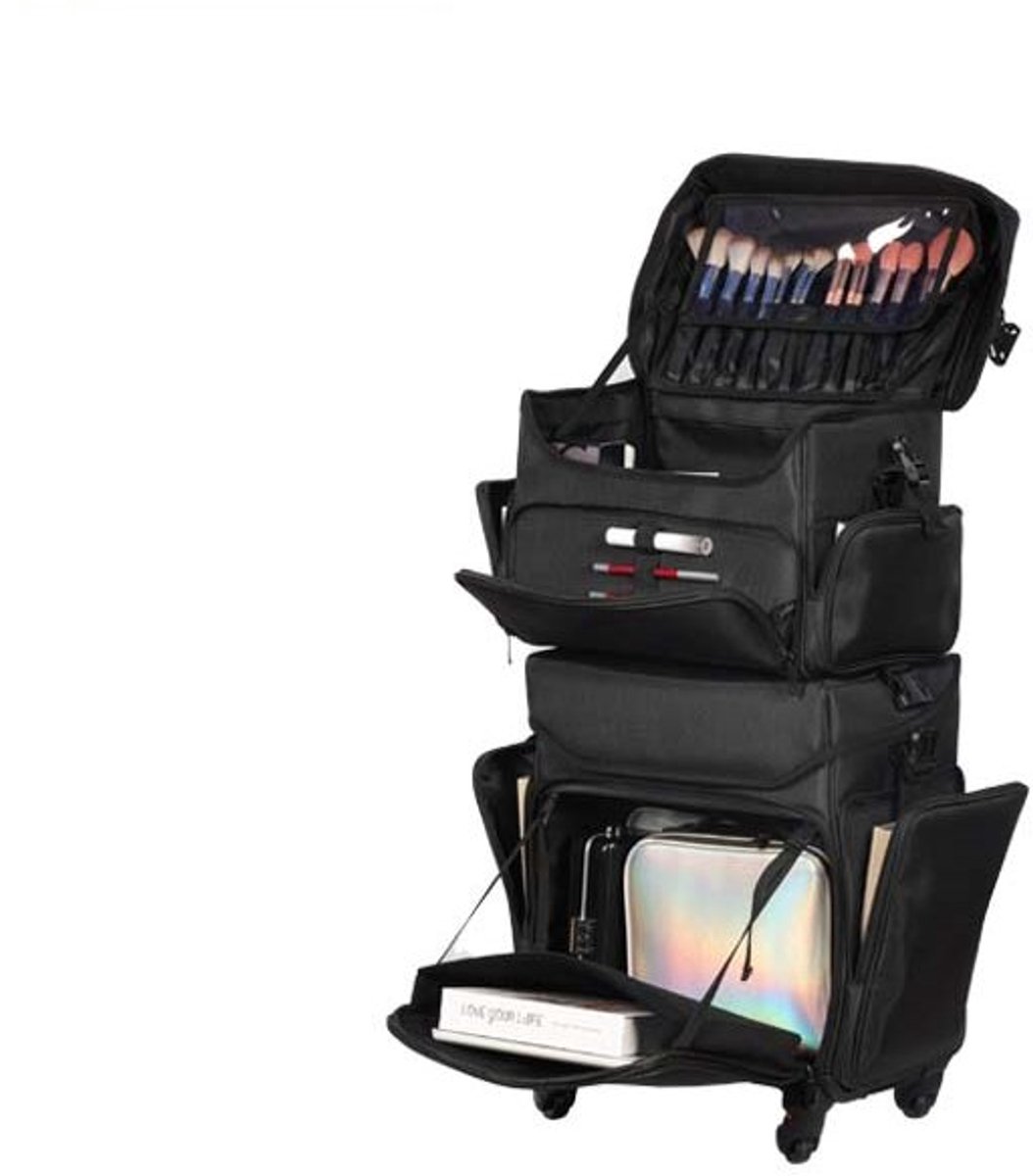 Podostar 2 in 1 VISAGIE FANCY koffer - Deelbaar - Zwart - Make-up