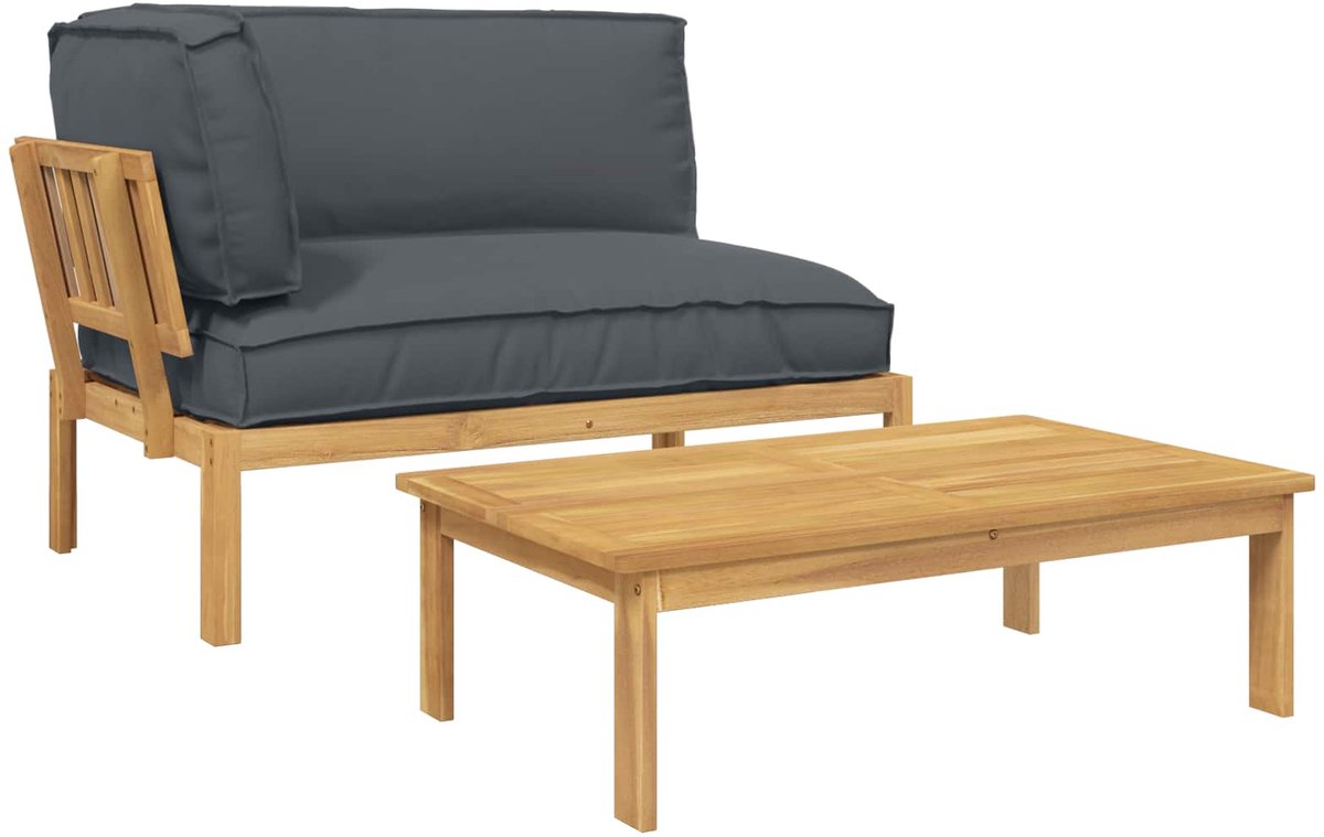 vidaXL Bankstel - 2 - st - Antraciet - Massief - Acacia - Hout