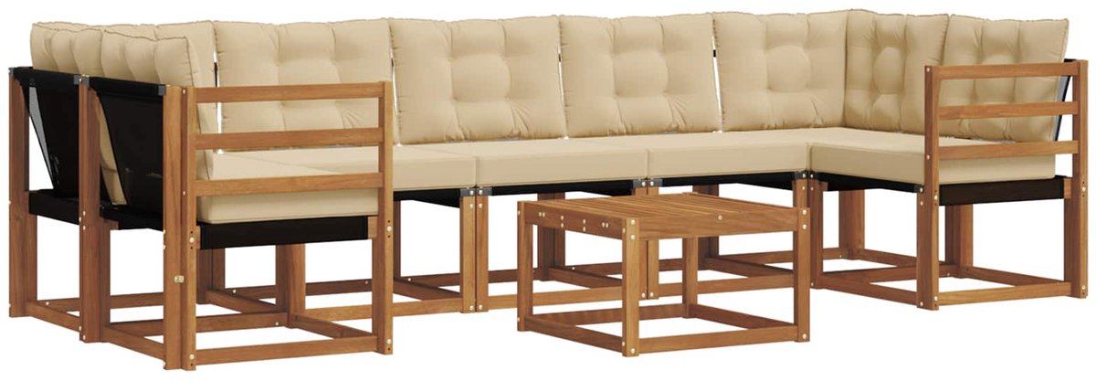 vidaXL Buiten - bank - set - 8 - st - 7-zits - Natuurlijk - en - Beige Natuurlijk en Beige