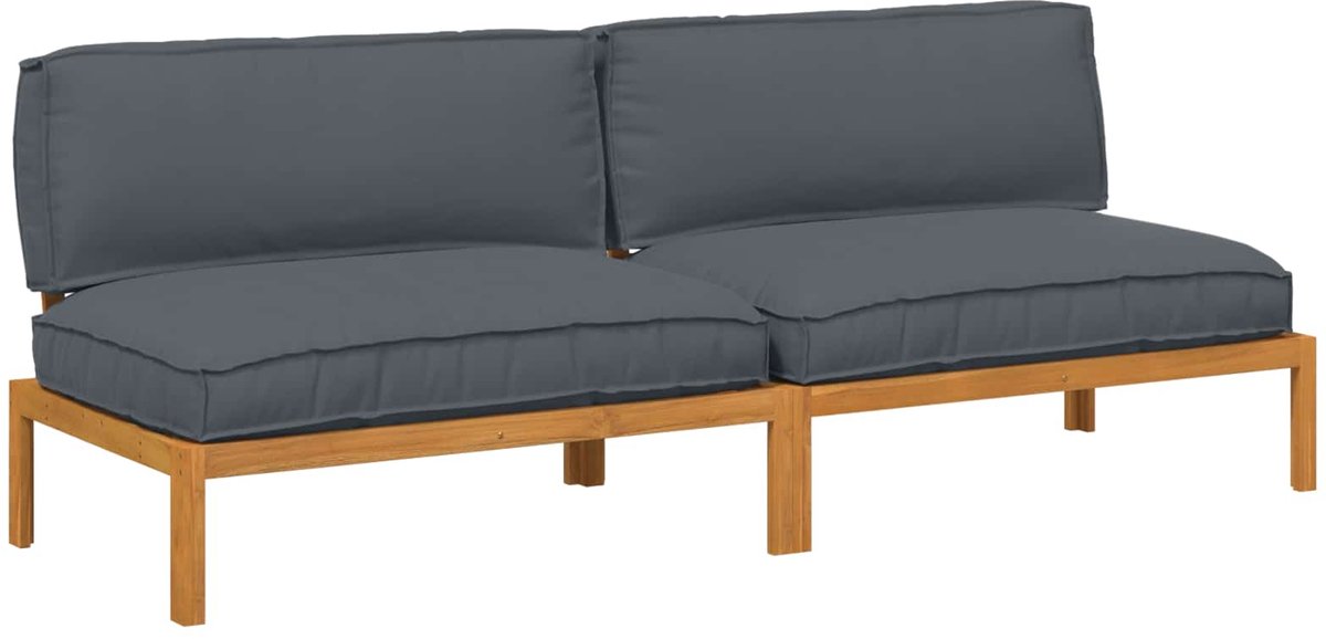 vidaXL Bankstel - 2 - st - Antraciet - 240 - x - 92 - x - 69 - cm - Massief - Acacia - Hout