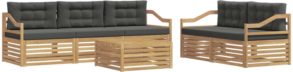 vidaXL Buiten - bank - set - 6 - st - 5-zits - Wit - en - antracietkleurig Wit en antracietkleurig