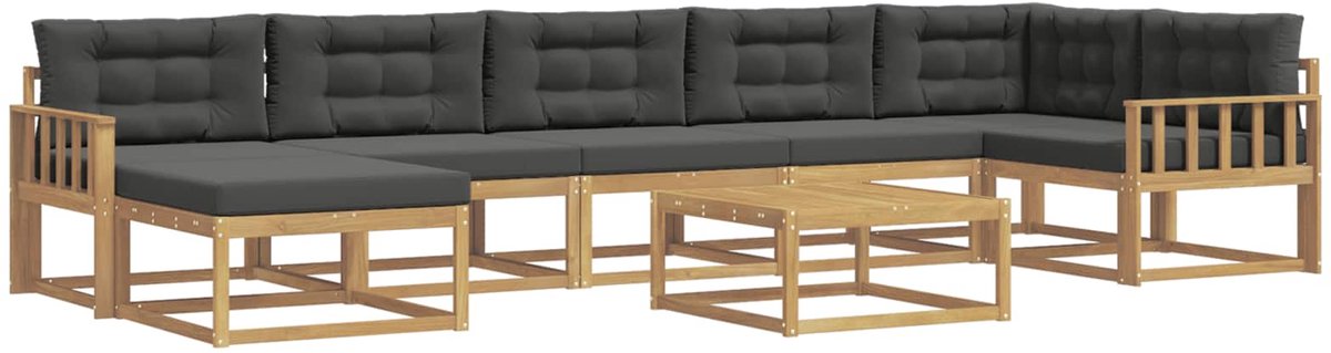 vidaXL Buiten - bank - set - 8 - st - 7-zits - Wit - en - antracietkleurig Wit en antracietkleurig