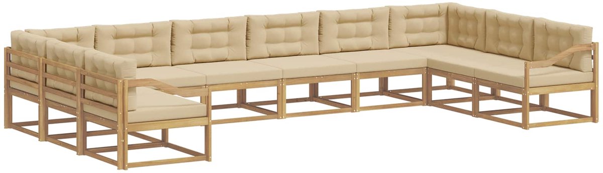 vidaXL Buiten - bank - set - 10 - st - 10-zits - Wit - en - Beige Wit en Beige