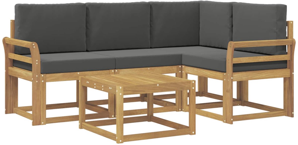 vidaXL Buiten - bank - set - 5 - st - 4-zits - Wit - en - antracietkleurig Wit en antracietkleurig
