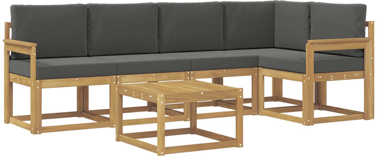 vidaXL Buiten - bank - set - 6 - st - 5-zits - Wit - en - antracietkleurig Wit en antracietkleurig