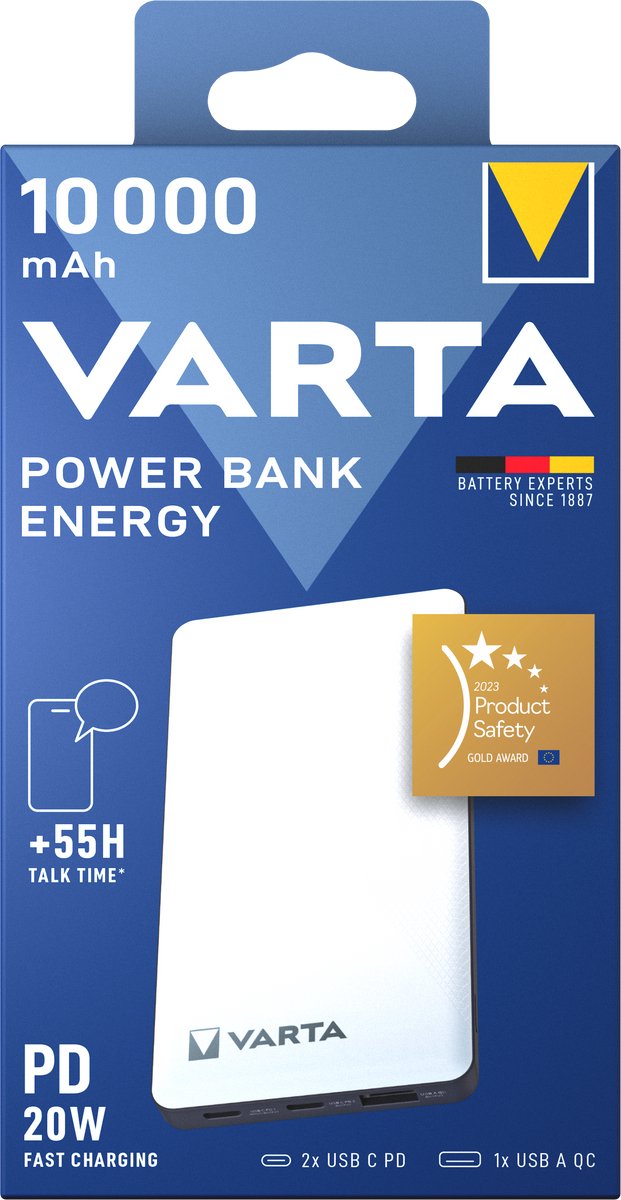 Varta Power Bank Energy Powerbank 10000 mAh - Wit - afbeelding 2