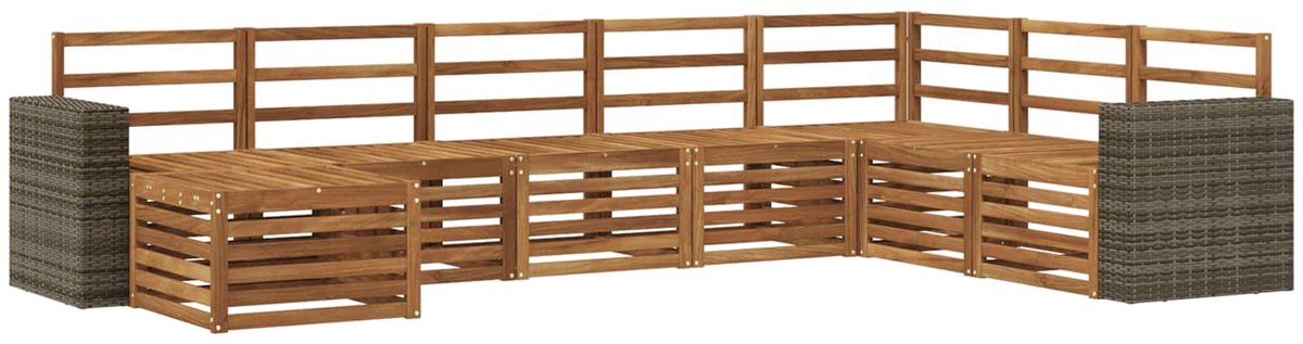 vidaXL Buiten - bank - set - 8 - st - 8-zits - Naturel - Massief - Acacia - Hout