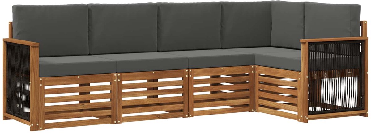 vidaXL Buiten - bank - set - 4 - st - 5-zits - Natuurlijk - en - Antraciet Natuurlijk en Antraciet