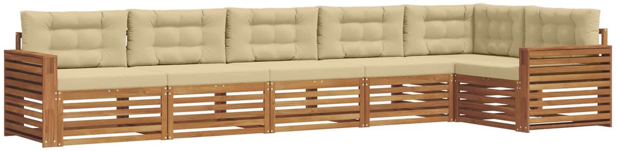 vidaXL Buiten - bank - set - 6 - st - 6-zits - Natuurlijk - en - Beige Natuurlijk en Beige