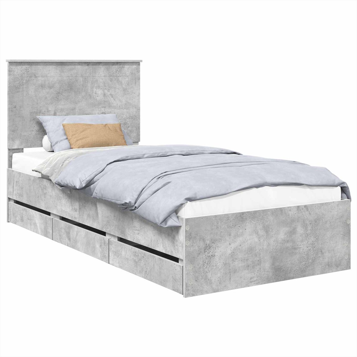 vidaXL Bedframe - met - lade - Beton - Grijs - 90 - x - 190 - cm - Ingenieurshout Beton grijs