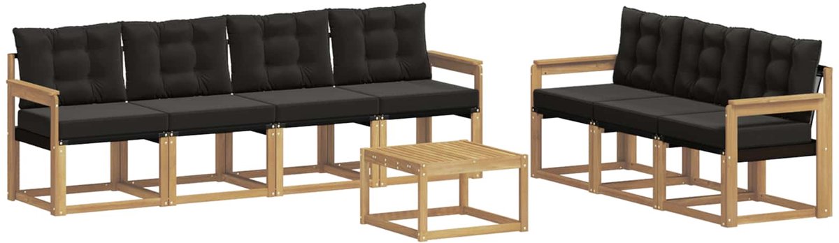 vidaXL Buiten - bank - set - 8 - st - 7-zits - Wit - en - zwart Wit en zwart