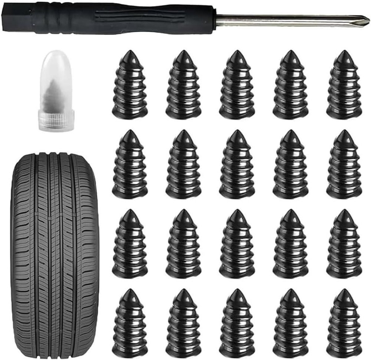 Bandenreparatie Spijkers - Reparatieset Motorbanden - Noodreparatie Banden - Zelfmontage Zonder Demontage - 20 Stuks - Zwart