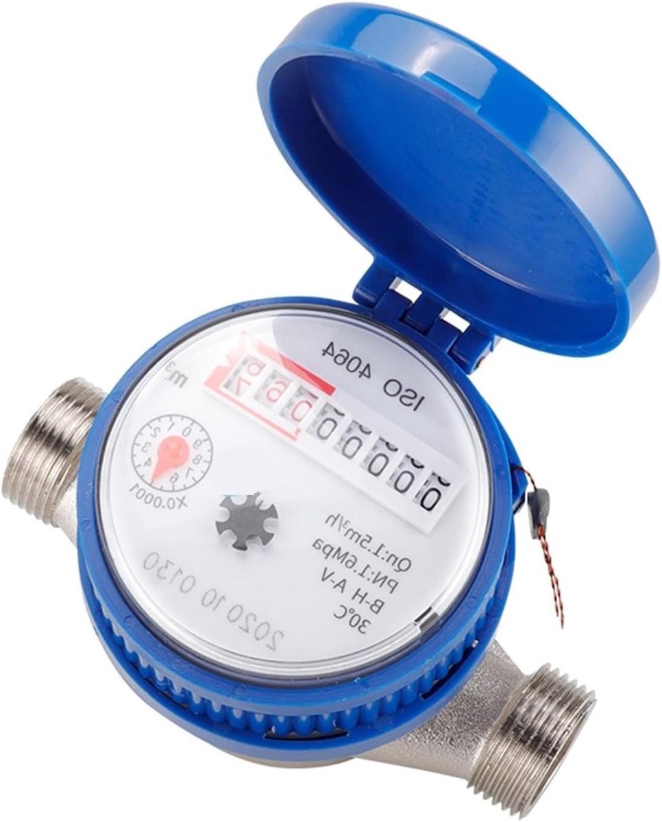 Waterstroommeter - Watermeter Digitale Display - Waterverbruik Meten - Anti-elektromagnetische Interferentie - 1/2 * 3/4 '' Mondstuk - Wit