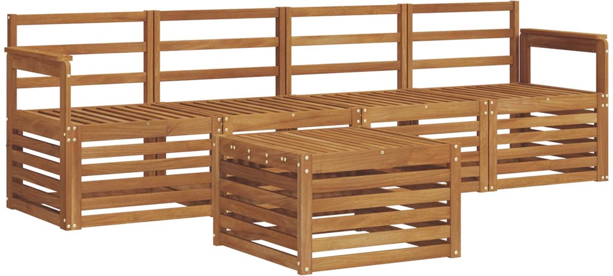 vidaXL Buiten - bank - set - 5 - st - Naturel - Massief - Acacia - Hout