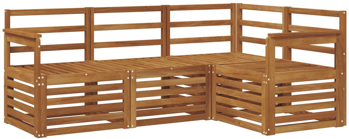vidaXL Buiten - bank - set - 4 - st - 4-zits - Naturel - Massief - Acacia - Hout