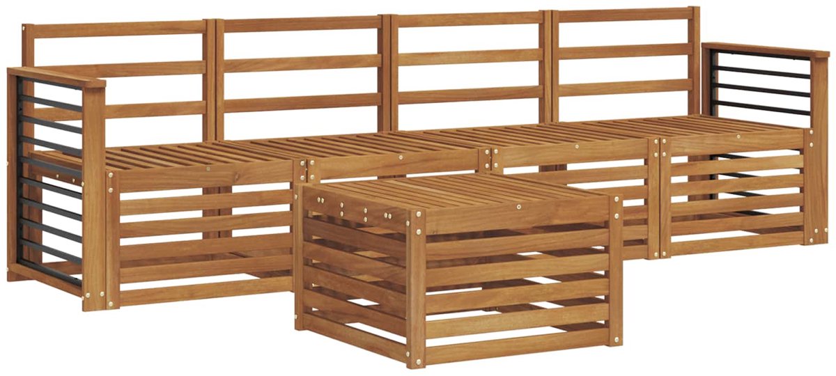 vidaXL Buiten - bank - set - 5 - st - 4-zits - Naturel - Massief - Acacia - Hout