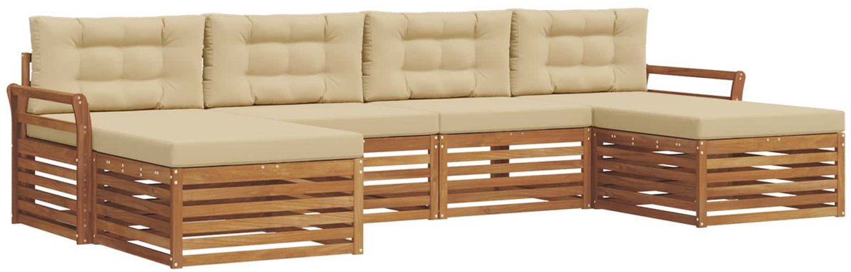 vidaXL Buiten - bank - set - 6 - st - 4-zits - Natuurlijk - en - Beige Natuurlijk en Beige