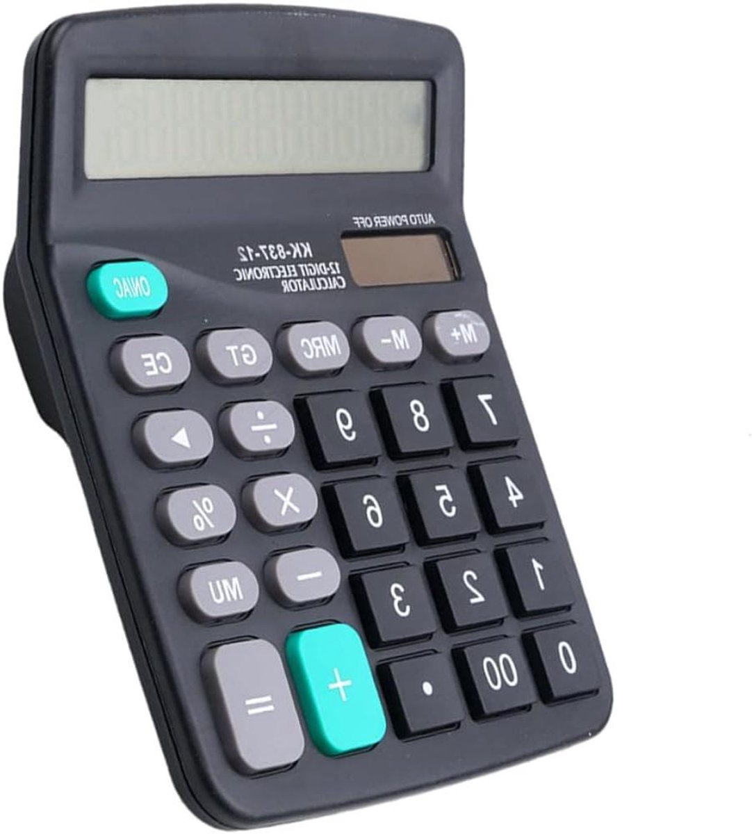 Desktop Rekenmachine - Financiële Rekenmachine Kantoor - Dagelijkse Berekeningen - Grote Knoppen - 12 Cijfers - Zwart