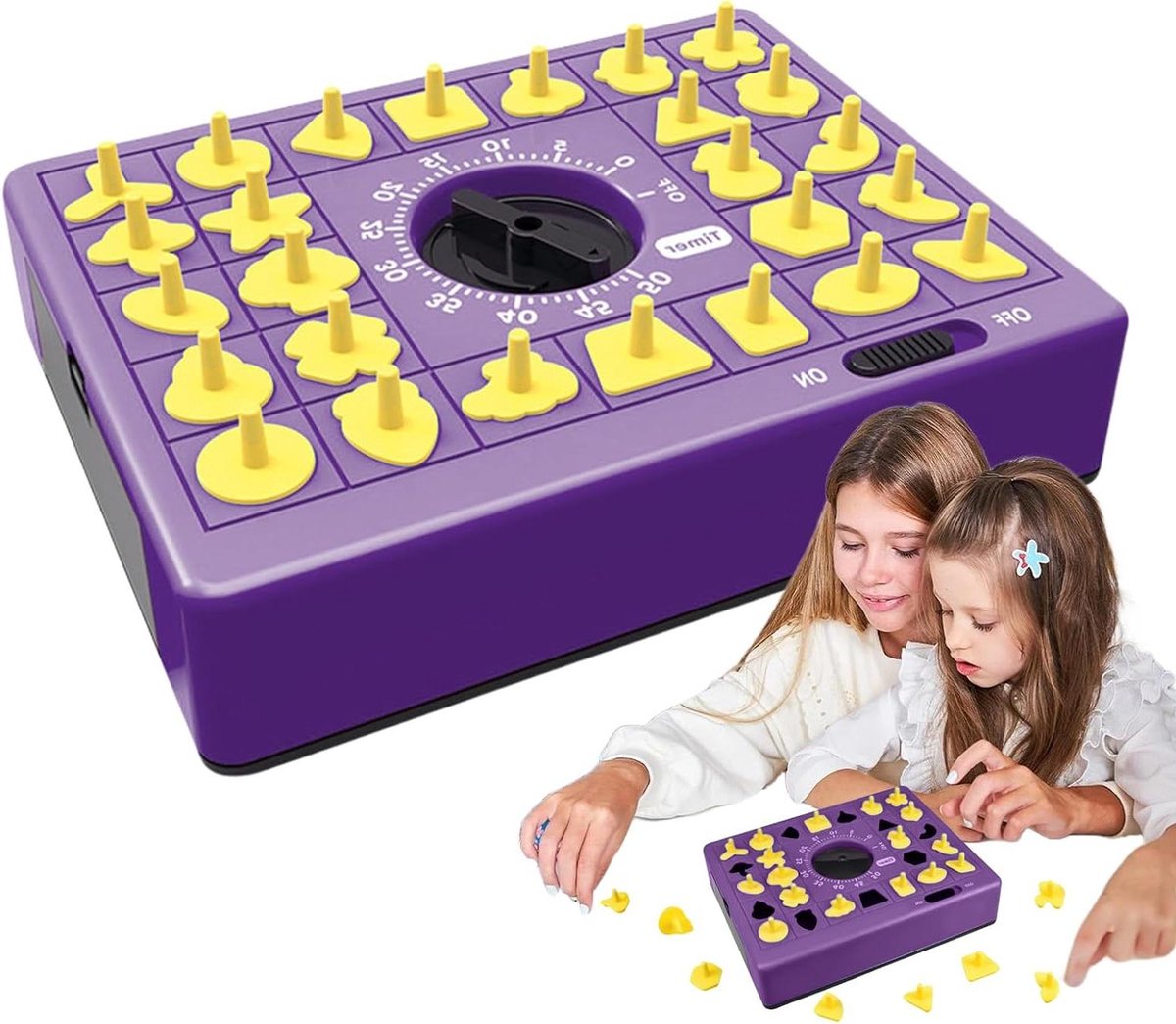 Bijpassende Puzzel - Vormen Puzzel - Cognitieve Ontwikkeling - Met Timer - 18 x 14.2 x 4 cm - Lila
