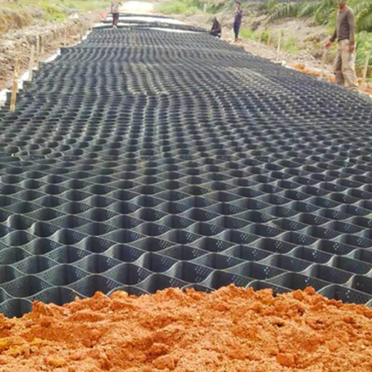 Bodem Stabilisator Rooster - Geogrid Pad Ondersteuning - Opritten Aanleggen - Doorlaatbaar Anti-slip Ontwerp - 40 x 40 cm - Zwart