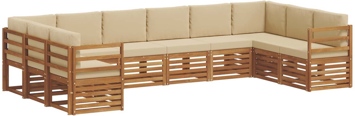 vidaXL Buiten - bank - set - 10 - st - 10-zits - Natuurlijk - en - Beige Natuurlijk en Beige