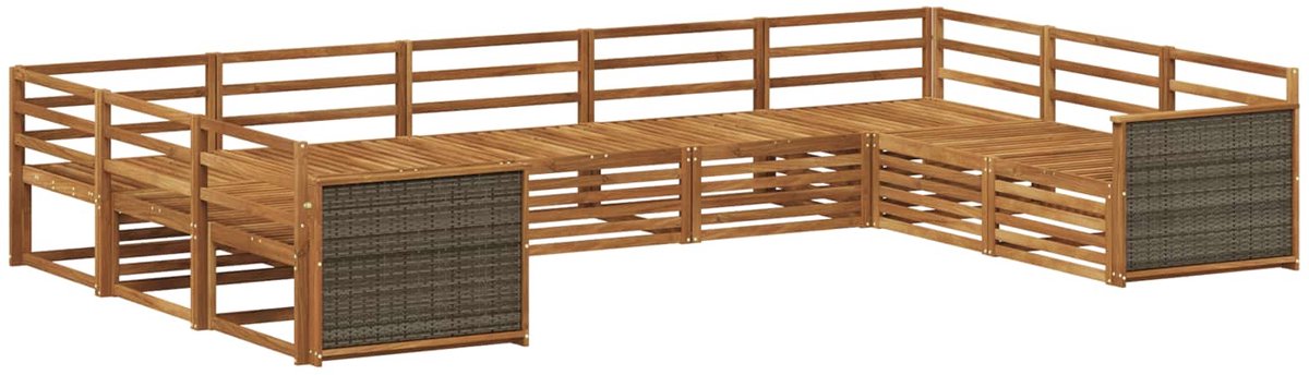 vidaXL Buiten - bank - set - 9 - st - 9-zits - Naturel - Massief - Acacia - Hout