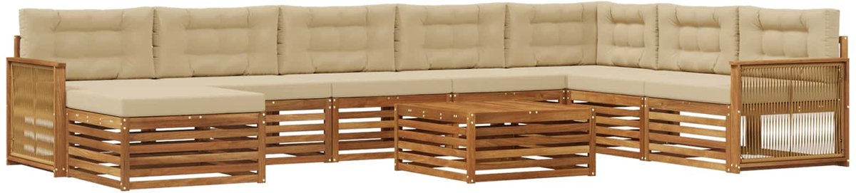 vidaXL Buiten - bank - set - 9 - st - 7-zits - Natuurlijk - en - Beige Natuurlijk en Beige
