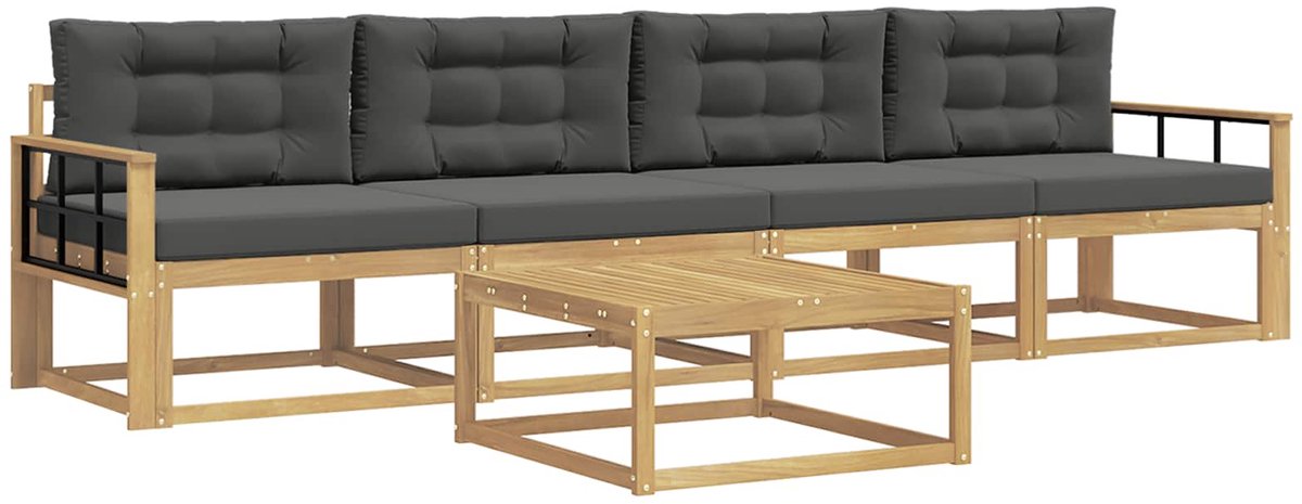 vidaXL Buiten - bank - set - 4 - st - 4-zits - Wit - en - antracietkleurig Wit en antracietkleurig