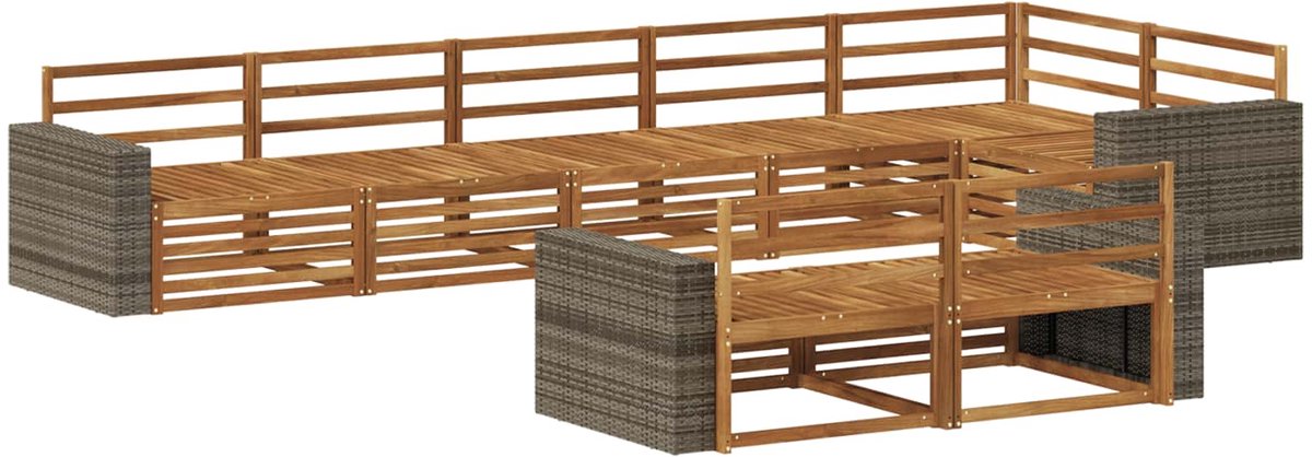 vidaXL Buiten - bank - set - 8 - st - 8-zits - Naturel - Massief - Acacia - Hout