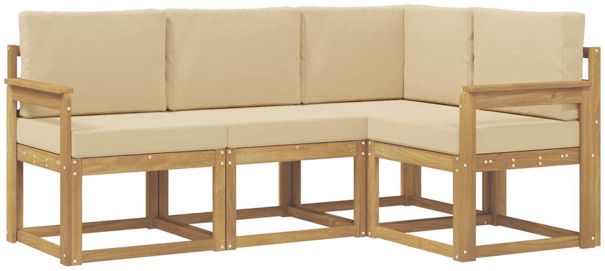 vidaXL Buiten - bank - set - 4 - st - 4-zits - Wit - en - Beige Wit en Beige