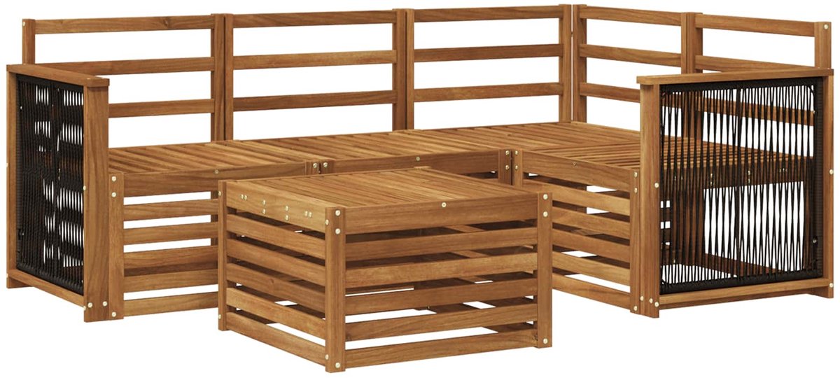 vidaXL Buiten - bank - set - 5 - st - 4-zits - Naturel - Massief - Acacia - Hout