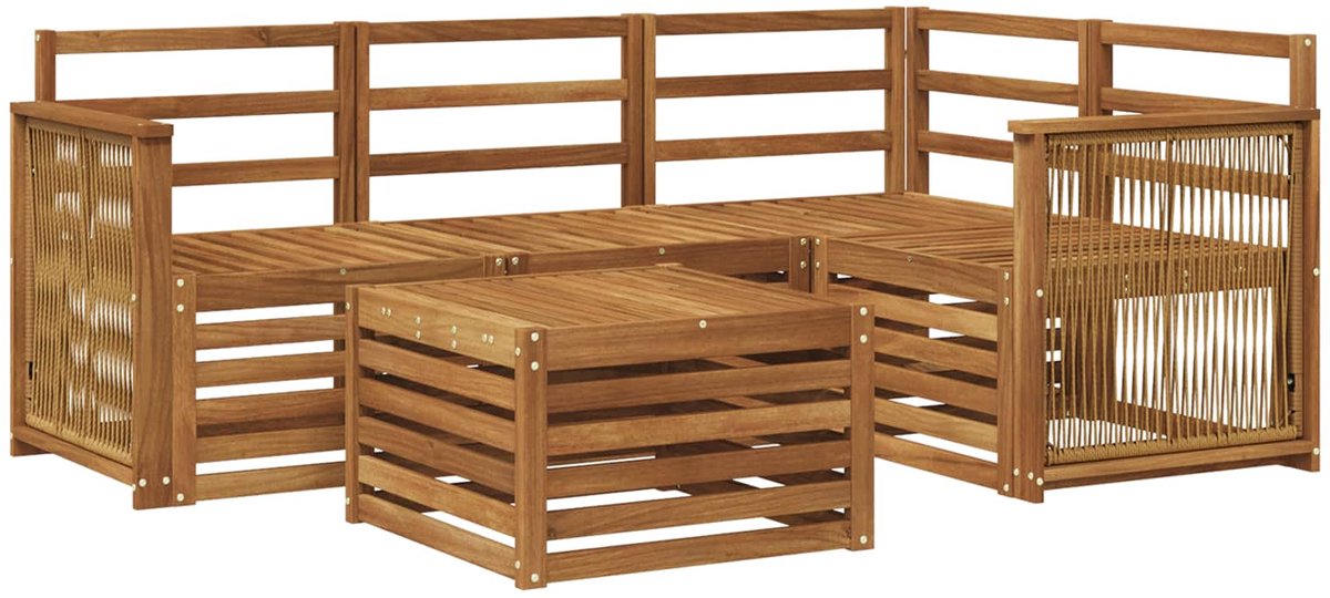 vidaXL Buiten - bank - set - 5 - st - 4-zits - Naturel - Massief - Acacia - Hout